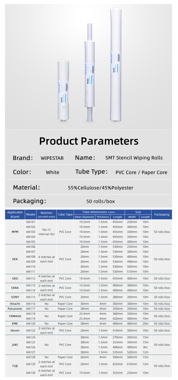W6115 SMT Stencil Wiping Rolls